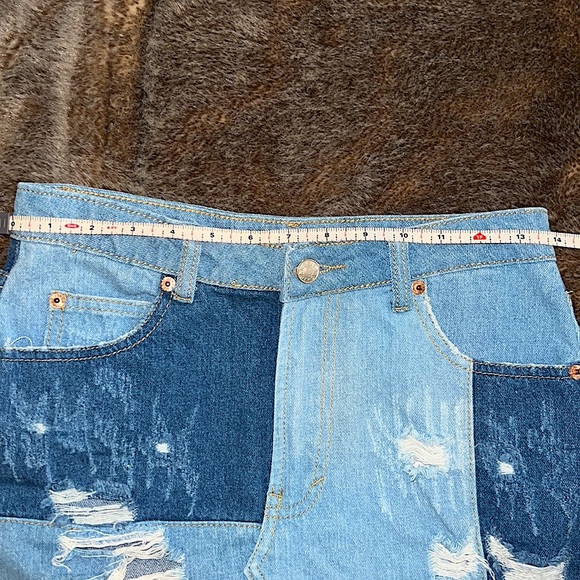 Sunset+Spring Patchwork Denim Mini Skirt - Picture 11 of 13